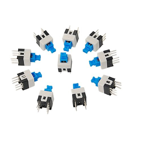 uxcell 10 Pcs 7 x 7mm PCB Panel Mount Tact Tactile Push Button Switch Self Lock 6 Pin