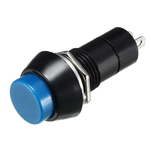 uxcell 10Pcs,12mm Latching Push Button Switch Blue Self-Locking Round Button SPST NO