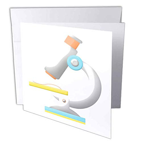 3dRose Anne Marie Baugh - Cute Illustrations - Orange, Yellow, White, and Aqua Microscope Illustration - 1 Greeting Card with Envelope -gc-324563-5-