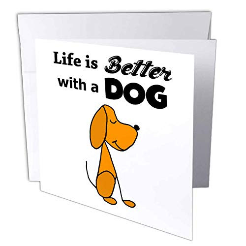 3dRose All Smiles Art - Pets - Cute Funny Life is Better with a Dog Stick Figure Dog Lover - 1 Greeting Card with Envelope -gc-320681-5- 3dRose All Smiles Art - Pets - Cute Funny Life is Better with a Dog Stick Figure Dog Lover - 1 Greeting Card with Envelope -gc-320681-5-