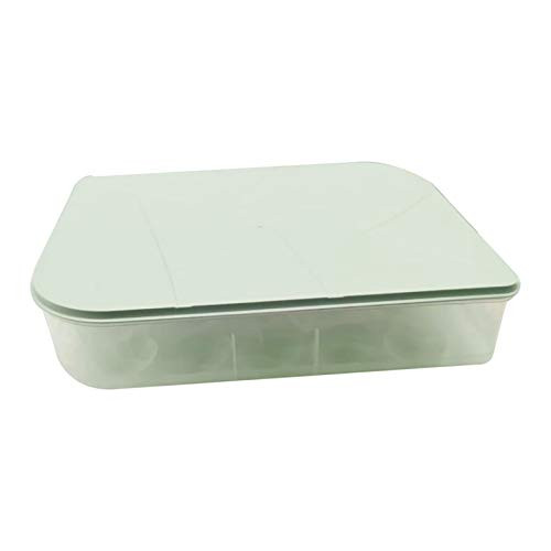 Egg Holder for Refrigerator with Lid, Covered Eggs Tray Carrier Food Storage Containers, Clear Box Organizer Case Protect and Keep Fresh for Fridge Separators Egg Storage Case -20 Holes - Green-