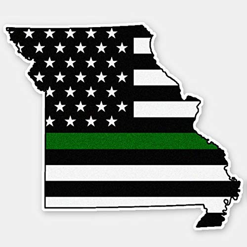 PoteLove Thin Green Line Flag Missouri Sticker for Envelope Laptop Fridge Guitar Car Motorcycle Helmet Luggage Cases Decor
