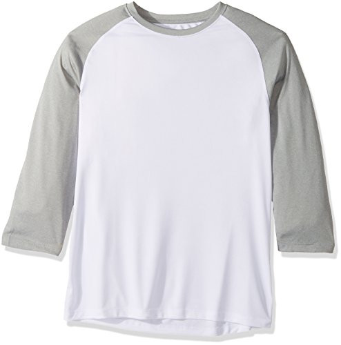 Hanes Men's Sport Performance Baseball Tee, White/Oxford Grey Heather, XX-Large