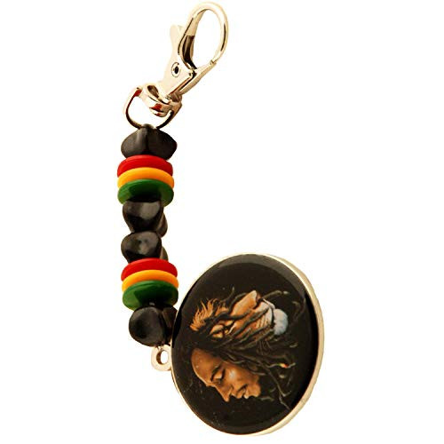 Bob Marley Profile Beaded Keychain Spinner Key Chain Multi