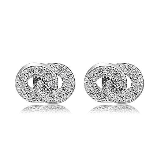 Acxico Figure-eight Shape 925 Sterling Silver with Micro Zircon Inlaid Stud Earrings
