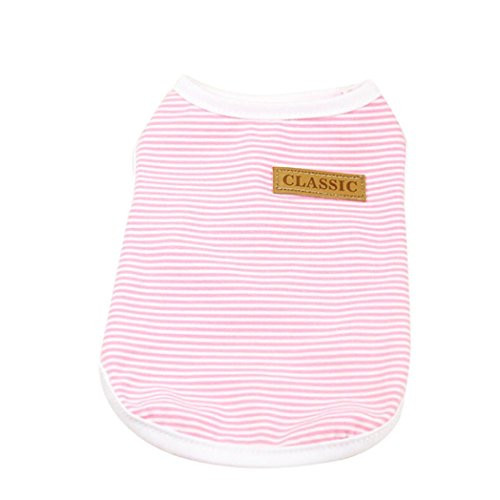 Howstar Pet Shirt, Dog Cat Clothes Puppy Classic Vest Striped T-Shirt Pet Summer Apparel -Pink, XL- Howstar Pet Shirt, Dog Cat Clothes Puppy Classic Vest Striped T-Shirt Pet Summer Apparel -Pink, XL-