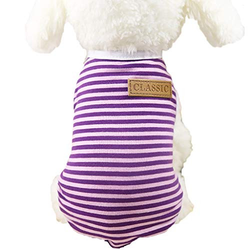 Howstar Pet Shirt, Dog Cat Clothes Puppy Classic Vest Striped T-Shirt Pet Summer Apparel -Purple, S- Howstar Pet Shirt, Dog Cat Clothes Puppy Classic Vest Striped T-Shirt Pet Summer Apparel -Purple, S-