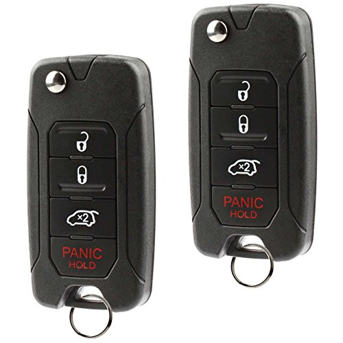 Flip Key Fob Keyless Entry Remote fits Chrysler 200 300 300c PT Cruiser Sebring / Dodge Avenger Charger / Jeep Commander Grand Cherokee Liberty (OHT692427AA), Set of 2