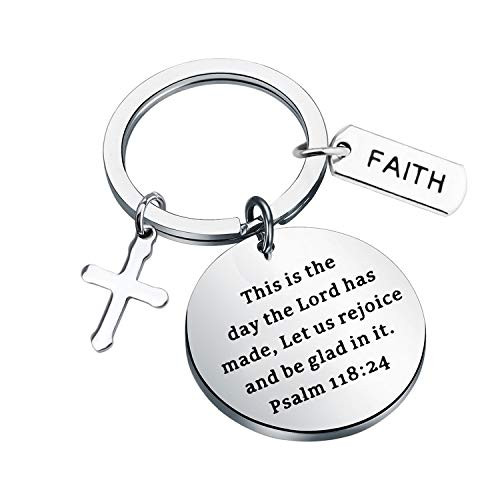 bobauna This is The Day The Lord Has Made Let Us Rejoice and Be Glad in It Psalm 118-24 Keychain Scripture Jewelry Bible Verse Gift for Family Friend -Psalm 118-24 Keychain-