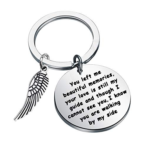 Memory Keychain with Guardian Angel Loss Jewelry Remember Loved One You Left Me Beautiful Memories Keychain -Memory Keychain S-