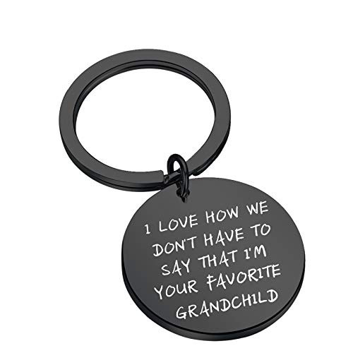 SEIRAA Grandparents Gift Grandpa Keychain Gift for Grandma from Grandchildren Favorite Grandchild Keychain Grandmother Gift -Black Favorite Grandchild Keychain-