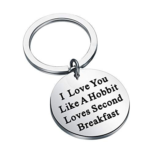 FEELMEM I Love You Like A Hobbit Loves Second Breakfast Keychain Inspired Jewelry Boyfriend Girlfriend Gift Couple Key Chain Gifts for Him Her -I love you-
