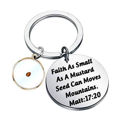 FEELMEM Religious Jewelry Mustard Seed Faith Gifts Faith As Small As A Mustard Seed Can Moves Mountains Matthew 17-20 Keychain Faith Jewelry for Christian Best Friend -Faith as smal- FEELMEM Religious Jewelry Mustard Seed Faith Gifts Faith As Small As A Mustard Seed Can Moves Mountains Matthew 17-20 Keychain Faith Jewelry for Christian Best Friend -Faith as smal-