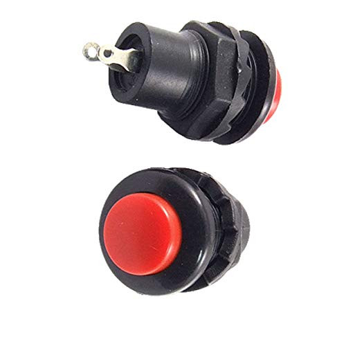 Aexit 3 Pcs Switches x SPST N/O NO Red Round Cap Momentary Push Pushbutton Switches Button Switch