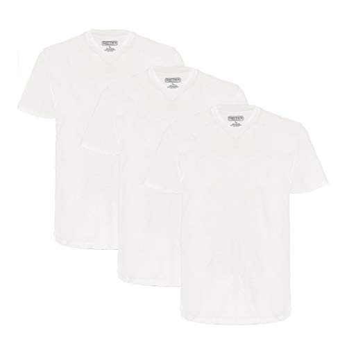 Smith's Workwear Men's Adult Quick Dry Short Sleeve V-Neck Tee, 3-Pack, White, Small