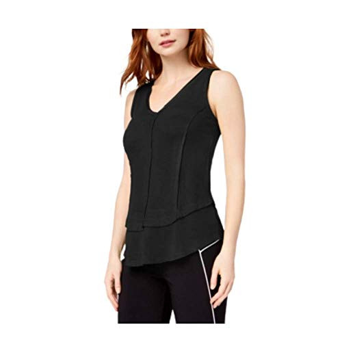 Bar III Womens Black Layered Sleeveless V Neck Tank Top Size S