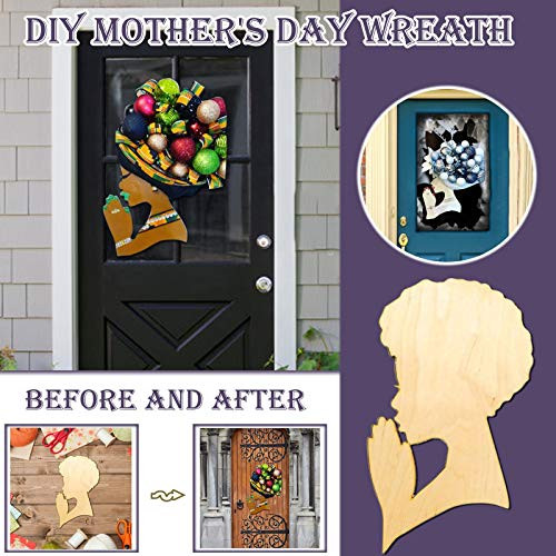 Rmbaby Mother's Day DIY Wooden Black Person Head Silhouette Wreath Template for Silhouette Crafts Woman Head Shape DIY Wooden Crafts Template from Daughter