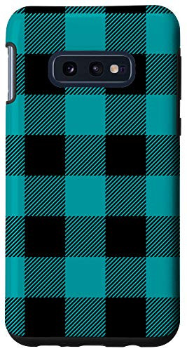 Galaxy S10e Buffalo Black Turquoise Plaid Flannel Gingham Cloth Look Case