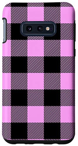 Galaxy S10e Buffalo Black Pink Plaid Flannel Gingham Cloth Look Gift Case