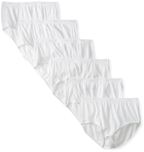 Hanes Women's 6 Pack Core Cotton Brief Panty -White, 10-