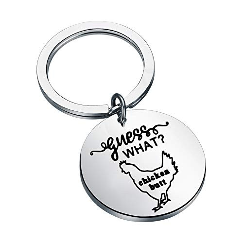 CHOORO Funny Chicken Jewelry Chicken Themed Gifts Chicken Lover Gift Guess What Chicken Butt Keychain Chicken Mom Gift -guess what?- CHOORO Funny Chicken Jewelry Chicken Themed Gifts Chicken Lover Gift Guess What Chicken Butt Keychain Chicken Mom Gift -guess what?-