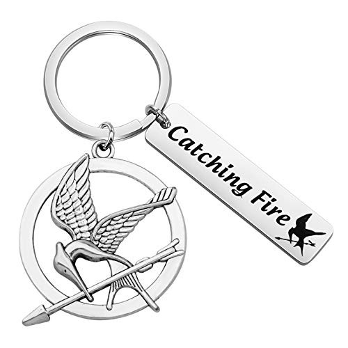 FAADBUK The Hunger Games Inspired Keychain Catching Fire Jewelry Hunger Games Mockingjay Bird Keyring for Hunger Games Fans -Catching Fire K-S-
