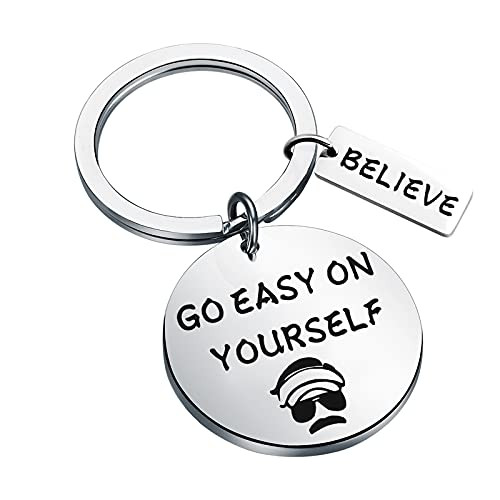 BLEOUK Ted Lasso Gifts Ted Lasso Merchandise Ted Lasso TV Show Inspired Keychain -Go easy-