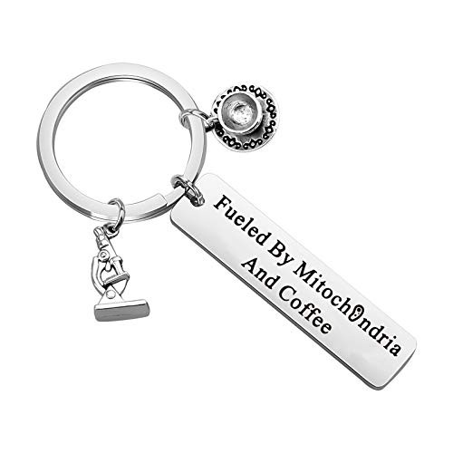 BLEOUK Biology Chemistry Keychain Biologist Gift Coffee Lover Gift Atom Microscope Gift