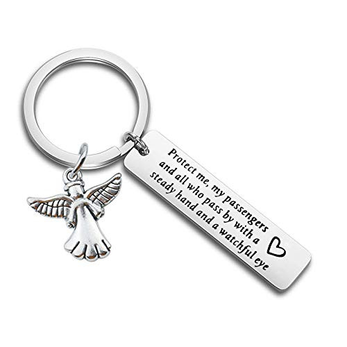 Guardian Angel Keychain Driver Gifts Prayer Keychain for Driver Drive Safe Jewelry Driver Trucker -Keychain- Guardian Angel Keychain Driver Gifts Prayer Keychain for Driver Drive Safe Jewelry Driver Trucker -Keychain-