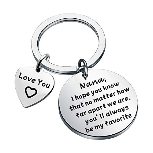 BLEOUK Grandma Gift Grandma Birthday Grandma Gift Gift from Granddaughter Grandson Mimi Nana Gigi Keychain -favorite Nana-