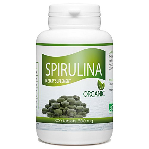 Organic Spirulina- 500 mg per Tablet - 300 Tablets