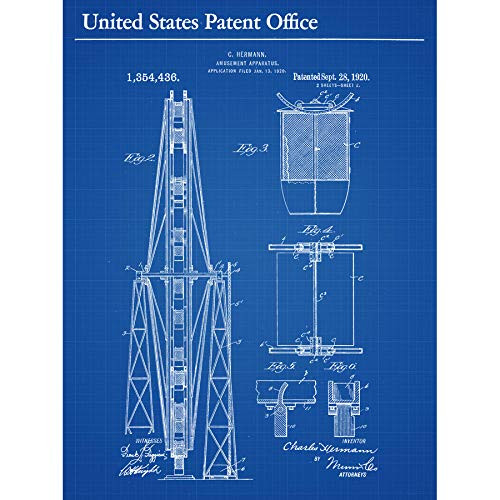 Ferris Wheel Fairground Amusement Side 1920 Patent Unframed Wall Art Print Poster Home Decor Premium