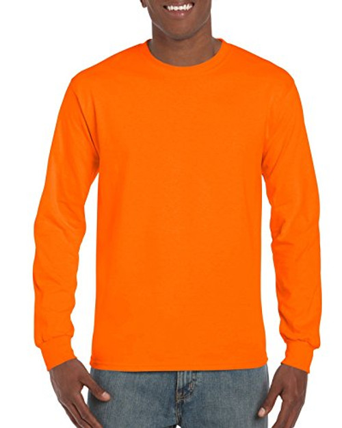Gildan Men's Ultra Cotton Long Sleeve T-Shirt, Style G2400, Safety Orange, XX-Large
