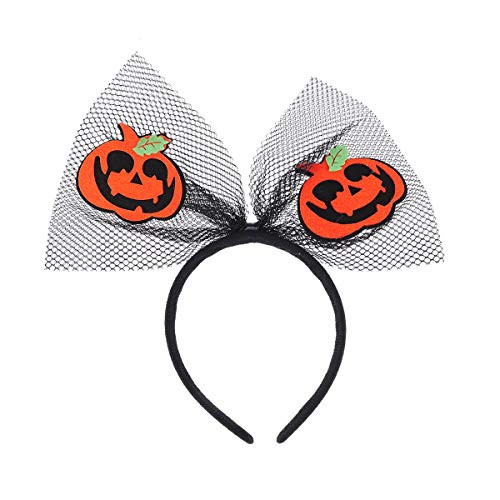 FENICAL Halloween Pumpkin Headband Black Mesh Bowknot Hair Band Party Hair Hoop Masquerade Party Cosplay Accessory FENICAL Halloween Pumpkin Headband Black Mesh Bowknot Hair Band Party Hair Hoop Masquerade Party Cosplay Accessory