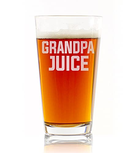 GRANDPA JUICE Beer Pint Glass - Funny Gift for Dad Uncle Grandpa From Daughter Son Wife - Father's Day