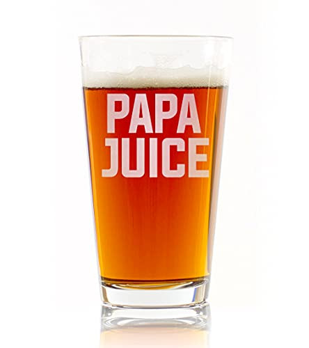 PAPA JUICE Beer Pint Glass - Funny Gift for Dad Uncle Grandpa From Daughter Son Wife - Father's Day