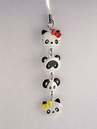 Sanrio Hello Kitty Panda Mascot Figure Charm Strap - White Head Set
