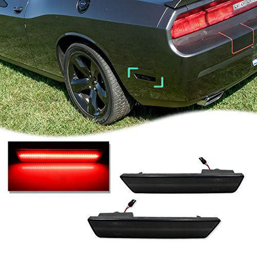 GTINTHEBOX 2PCS 3D Smoked Lens Red 36-SMD LED Rear Bumper Side Marker Lights Lamps Replacement Kit For 2008-2014 Dodge Challenger & 2011-2014 Dodge Charger