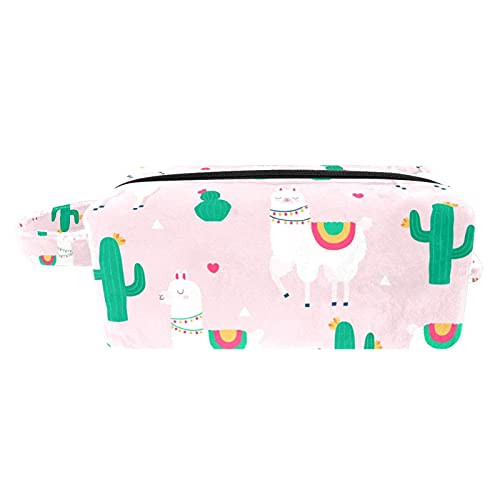 Cactus Pink Pattern Portable Flocking Cloth Cosmetic bag Makeup Bag Zipper Pouch Travel Cosmetic Organizer for Women and Girls