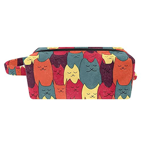 Cat Animal Portable Flocking Cloth Cosmetic bag Makeup Bag Zipper Pouch Travel Cosmetic Organizer for Women and Girls