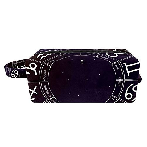 Zodiac Wheel Space Portable Flocking Cloth Cosmetic bag Makeup Bag Zipper Pouch Travel Cosmetic Organizer for Women and Girls