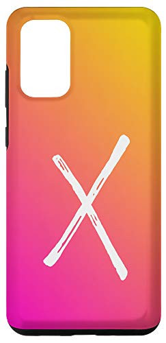 Galaxy S20 plus Initial X Phone Case Ombre Pink to Orange Sunrise Letter X Case