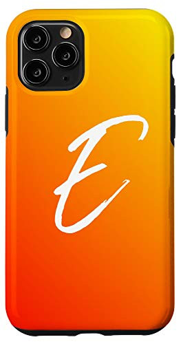 iPhone 11 Pro Orange Sunset Initial E Phone Case Yellow Sunrise Letter E Case