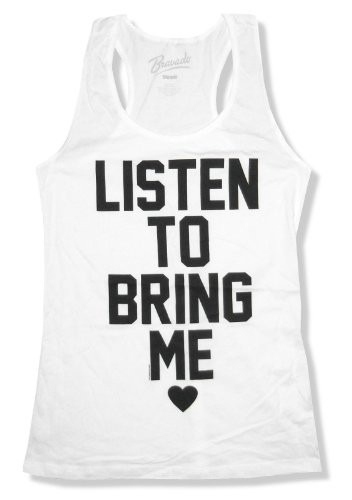 Bravado Juniors Bring Me The Horizon"Listen To" White Racerback Tank Top Shirt -Large-