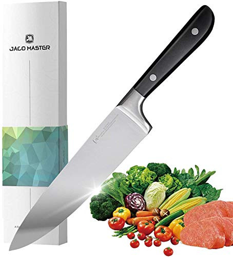 8" Professional Chef Knife, Pro Kitchen Knife 8 Inch Chef's Knives High Carbon Stainless Steel 4116 German knife, Sharp Knife with Ergonomic POM Handle, Meat Vegetables Knives with Gift Box, Black