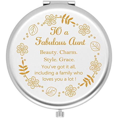 Onederful Aunt Gifts Travel Compact Pocket Mirror for Aunt from Nephew and Niece,Birthday Ideas for Aunt - to a Fabulous Aunt