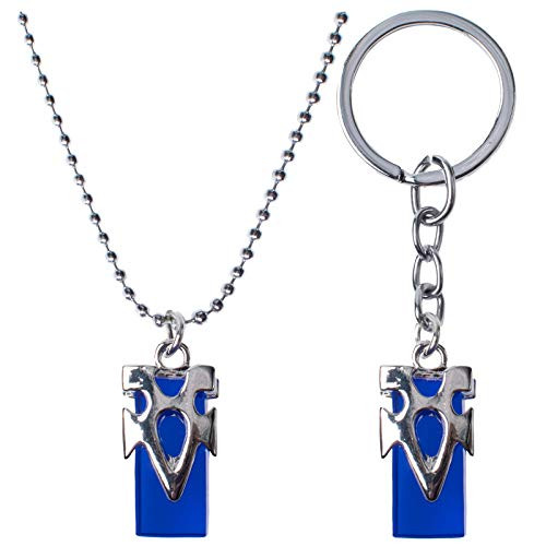 2pcs Anime Sword Art Online Crystal Stone Pendant Heart Asuna Necklace Keychain Cosplay Accessories-Blue- 2pcs Anime Sword Art Online Crystal Stone Pendant Heart Asuna Necklace Keychain Cosplay Accessories-Blue-