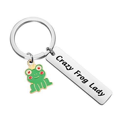 Gzrlyf Frog Keychain Crazy Frog Lady Funny Frog Gifts for Frog Lovers -Crazy Frog Lady-