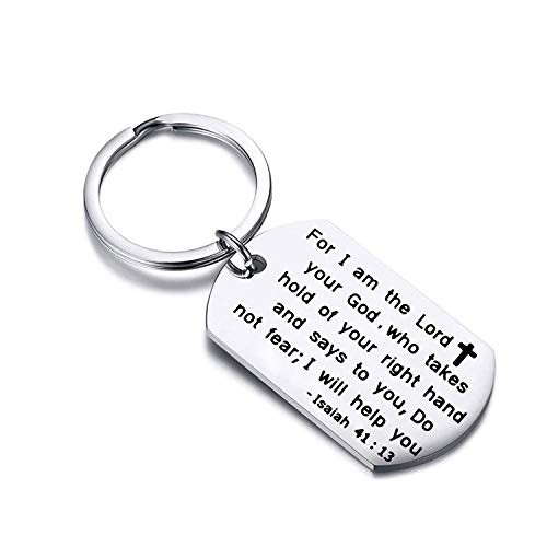 Gzrlyf Bible Verse Keychain Isaiah 41 13 Gifts for I am the Lord Your God Scripture gifts -Keychain-