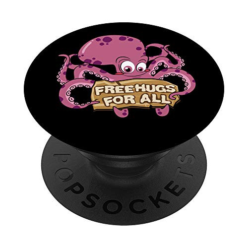Free Hugs Kawaii Octopus Clothes Kraken Squid Ward Octopus PopSockets PopGrip- Swappable Grip for Phones  and  Tablets